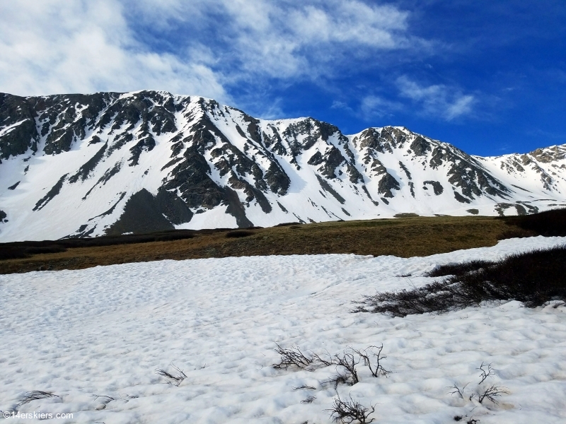 Backcountry skiing the Emperor Couloir on Torreys Peak