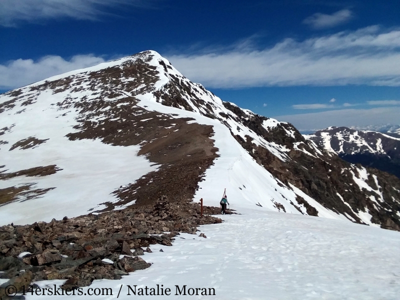 Backcountry skiing the Emperor Couloir on Torreys Peak