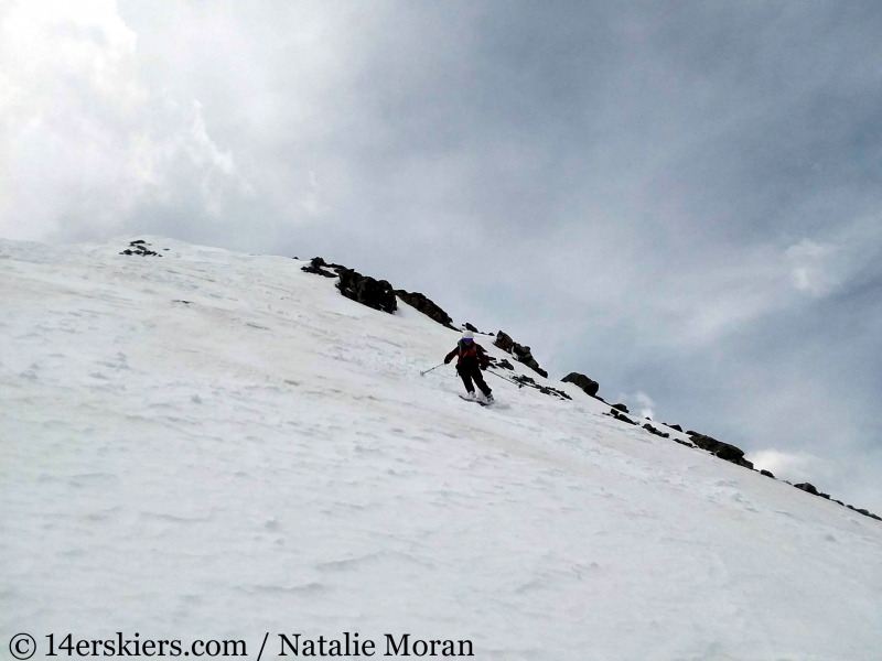 Backcountry skiing the Emperor Couloir on Torreys Peak