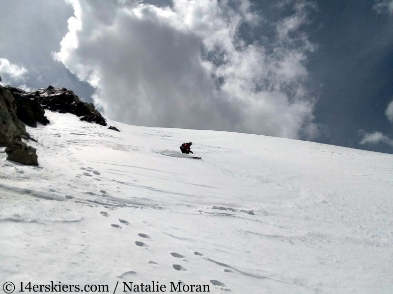 Backcountry skiing the Emperor Couloir on Torreys Peak