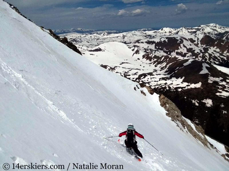 Backcountry skiing the Emperor Couloir on Torreys Peak