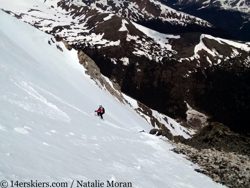 Backcountry skiing the Emperor Couloir on Torreys Peak