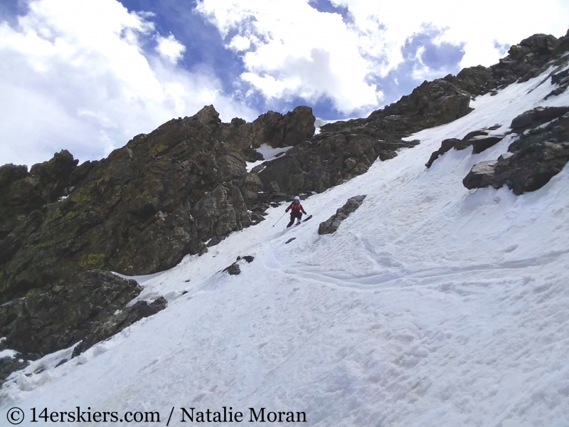 Backcountry skiing the Emperor Couloir on Torreys Peak