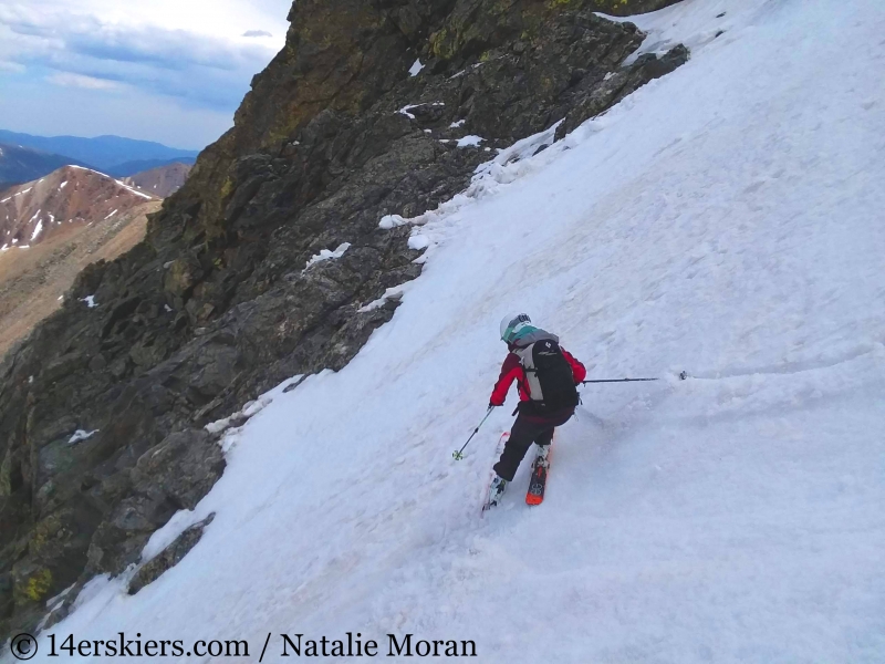 Backcountry skiing the Emperor Couloir on Torreys Peak