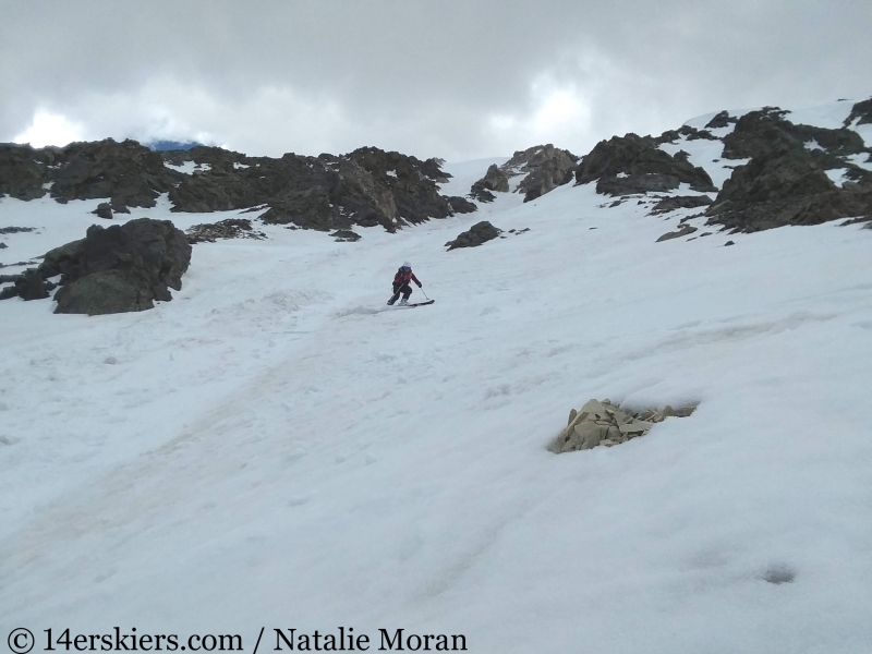 Backcountry skiing the Emperor Couloir on Torreys Peak