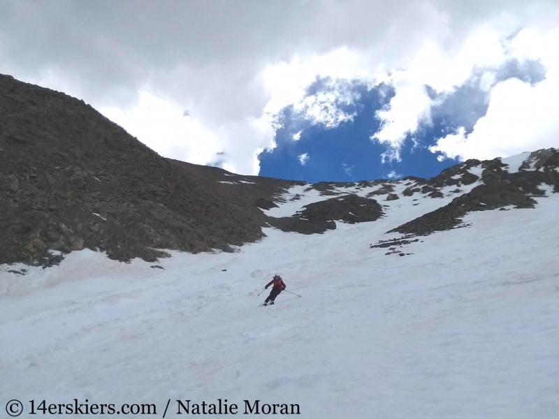 Backcountry skiing the Emperor Couloir on Torreys Peak