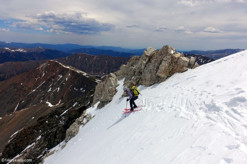 Backcountry skiing the Emperor Couloir on Torreys Peak