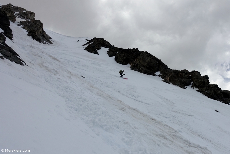 Backcountry skiing the Emperor Couloir on Torreys Peak