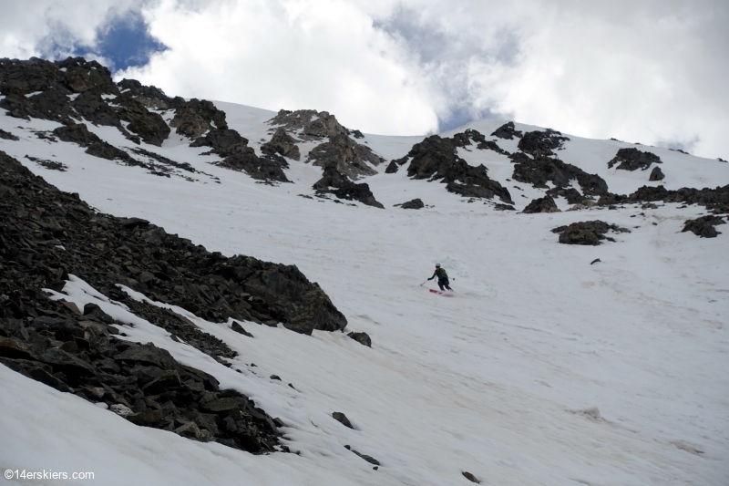 Backcountry skiing the Emperor Couloir on Torreys Peak