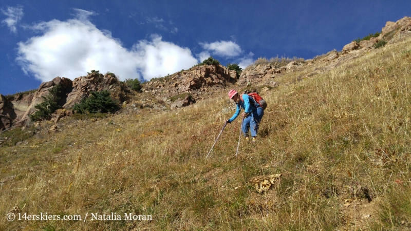 Steep grass hiking