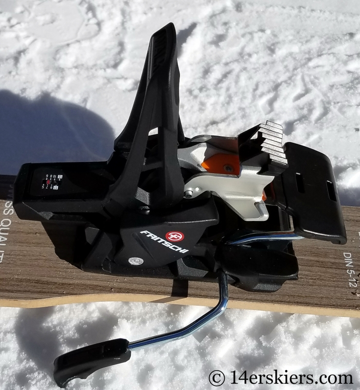 The FritschiTecton heel with the third and highest riser engaged.