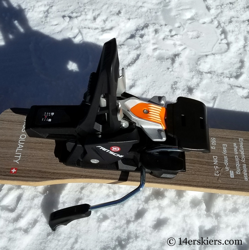 The Fritschi Tecton heel with the middle riser up.