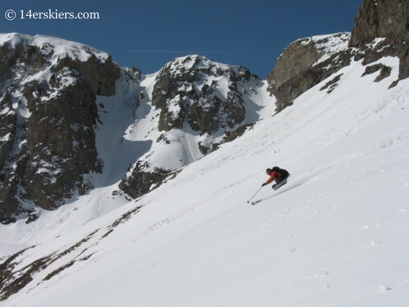 Frank Konsella backcountry skiing on Handies Peak.